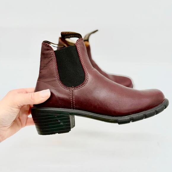 Blundstone Shiraz Red High Top Heeled Leather Chelsea Boots Women's 6.5 - Picture 1 of 9